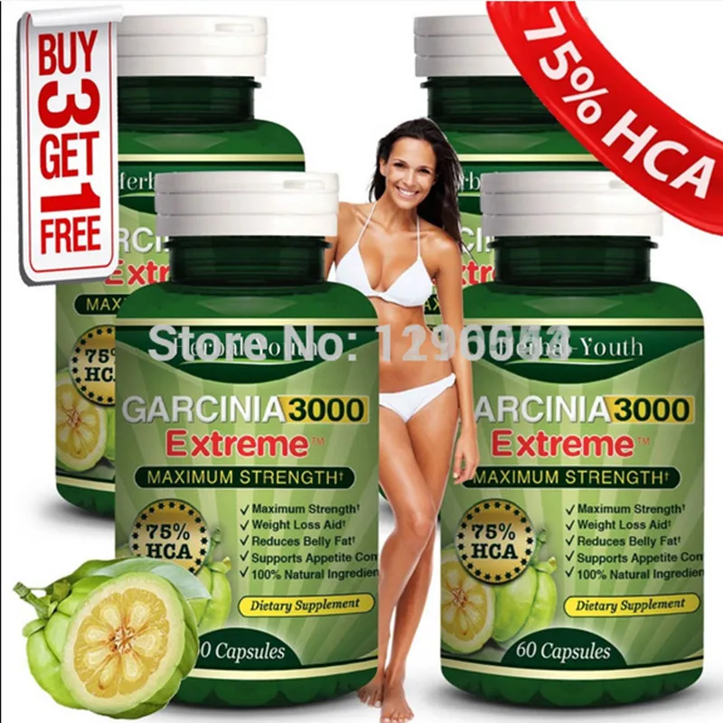 Buy 3 get 1 for free Pure Garcinia Cambogia Extract Weight Loss Effective Burn Fat 75% HCA Diet Supplement Supply for Women Men