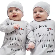 1 set Baby Clothes Set for Newborn Overall Letter Print Long Sleeve Romper Hat Toddler Jumpsuit Infant Outfit Set