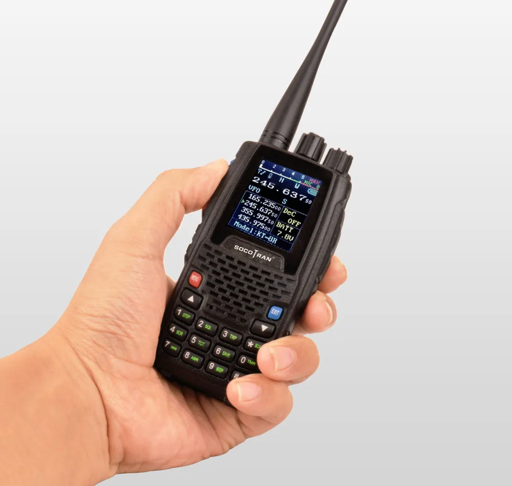 KT-8R Quad Band Walkie Talkie UHF VHF 136-147Mhz 400-470mhz 220-270mh 350-390mhz ручной 5W UV двухстороннее радио цветной дисплей
