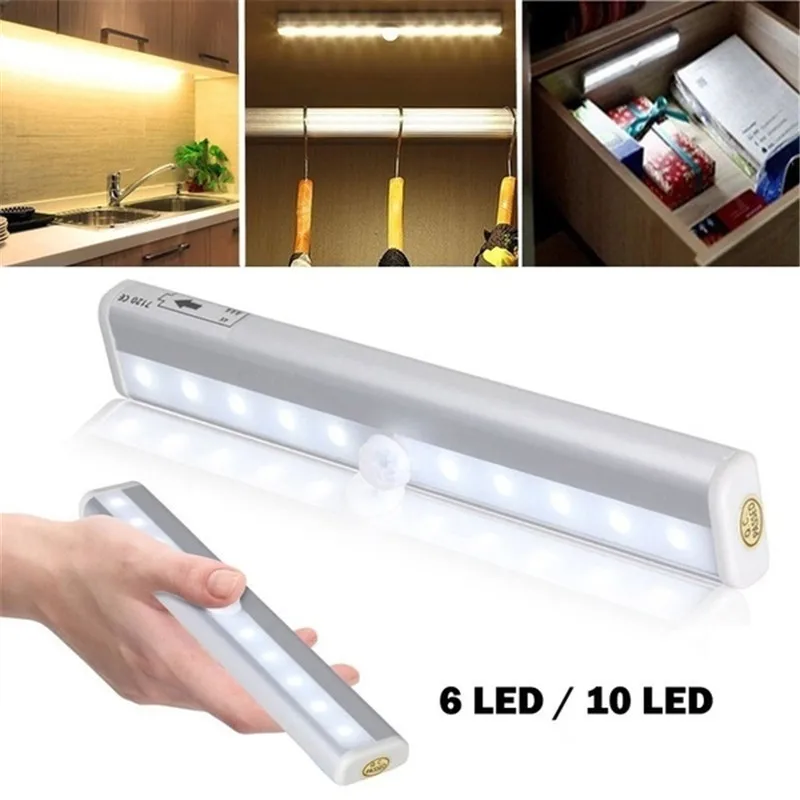 

Wireless PIR Motion Sensor LED Lamp Light 6/10 LEDs LED Under Cabinet Light Cold/Warm White Wall Lamp for Kitchen Closet Lights
