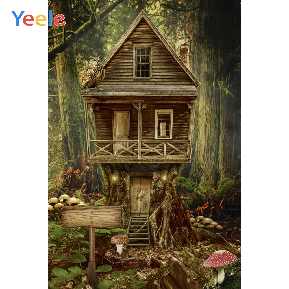 

Yeele Vinyl Fairy Tale Wood Chalet Forest Night Photography Background Children Dreamy Party Photographic Backdrop Photo Studio