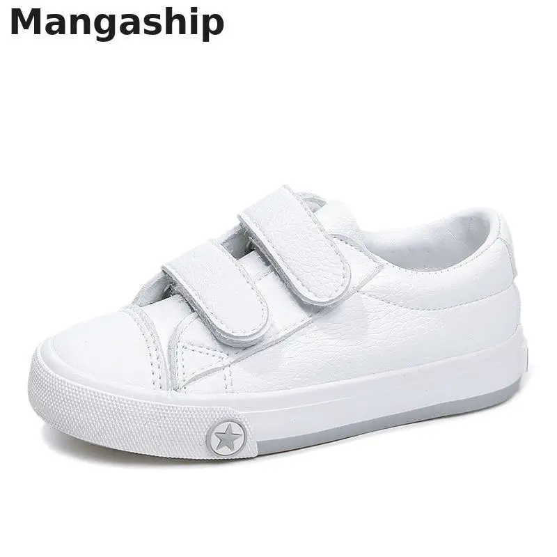 New White School Shoes Kids Fashion Casual Leather Sneakers Boy Girls Shoes Spring Breathable Big Boys Children Flat Shoes - Цвет: White