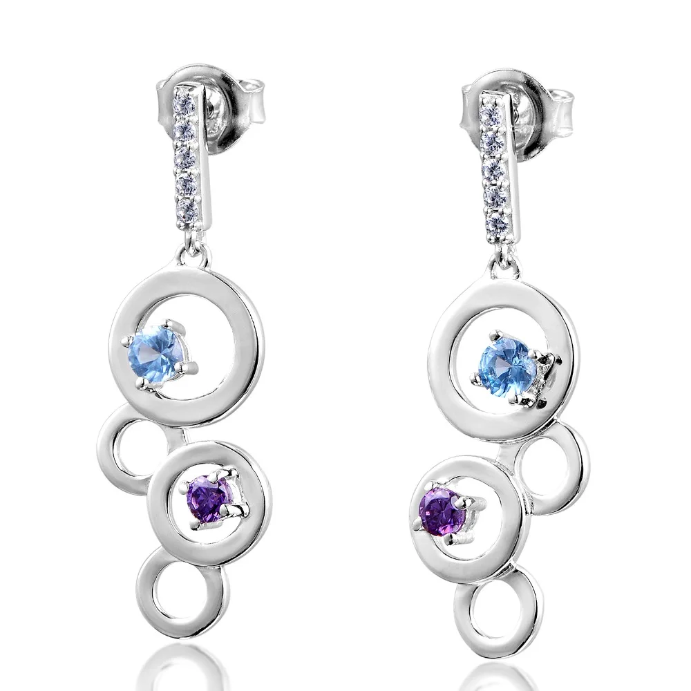 

DORMITH free shipping 925 sterling silver earrings 0.7carct AAA cubic zirconia for women fashion drop earrings