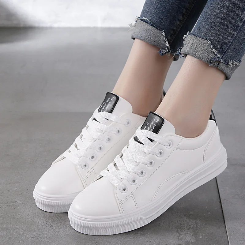 

2019 Summer New Fashion Women Shoes Casual Platform Sneakers Women's Flats PU Leather Shoes Women Casual White Shoes Sneakers