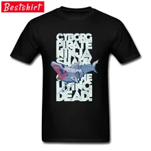 Tiburón mandíbula Sea T Shirt Cyborg pirata Ninja Shark of the Living Dead letra Title 3D camisetas para hombres 100% algodón Normal camiseta