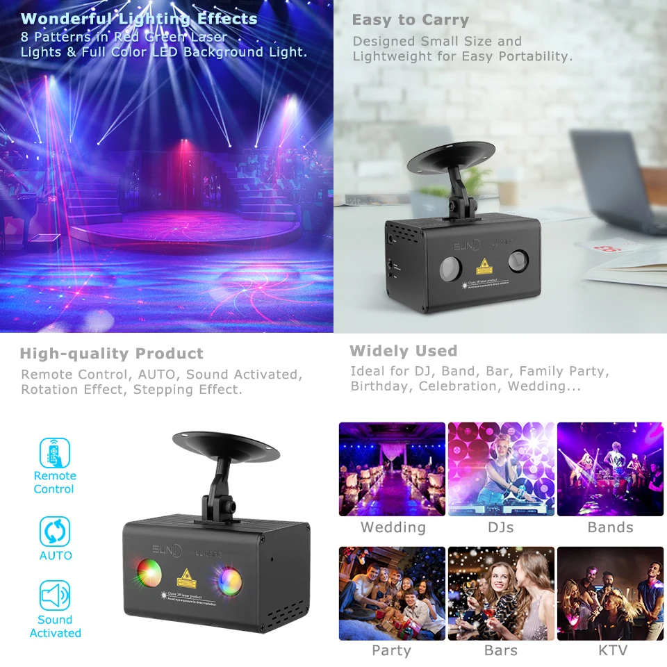 Пульт SUNY Stage Laser 9 RG узоры полный свет LL-09RG вода галактика Рождество эффект цвет RGB светодиодный семейный DJ вечерние диско домашний свет