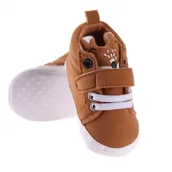 Демисезонный Обувь для младенцев для мальчиков и девочек лисьей головы Кружево на хлопчатобумажной ткани Впервые Уокер против скольжения