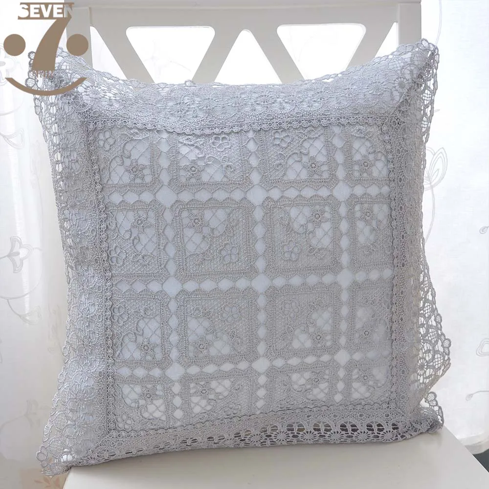 Cute Grey Gold White Embroidery 45x45cm Square Home Decorative Pillow Case | Дом и сад