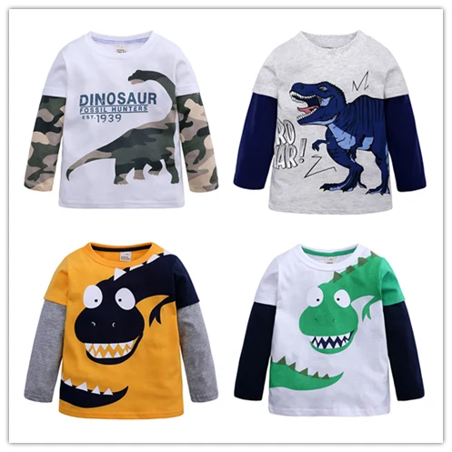 

Cartoon Dinosaur Boys Long Sleeve T Shirt For 2-8Years Old Cotton Children Kids Boys Tops Tees T Shirt Spring Autumn Cotton