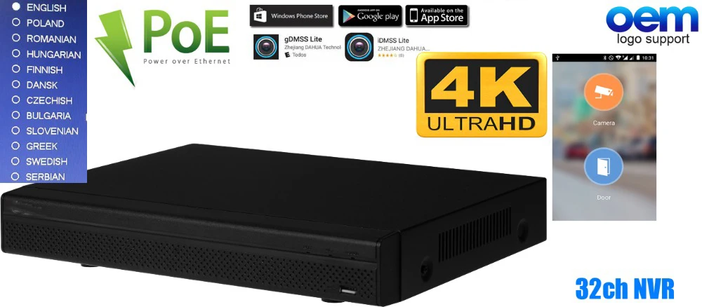 Оригинальный mutil язык DH 24ch POE камеры комплекты NVR4232-4KS2 4 K H265 рекордер с 24 шт 3MP водонепроницаемый купольная poe камеры