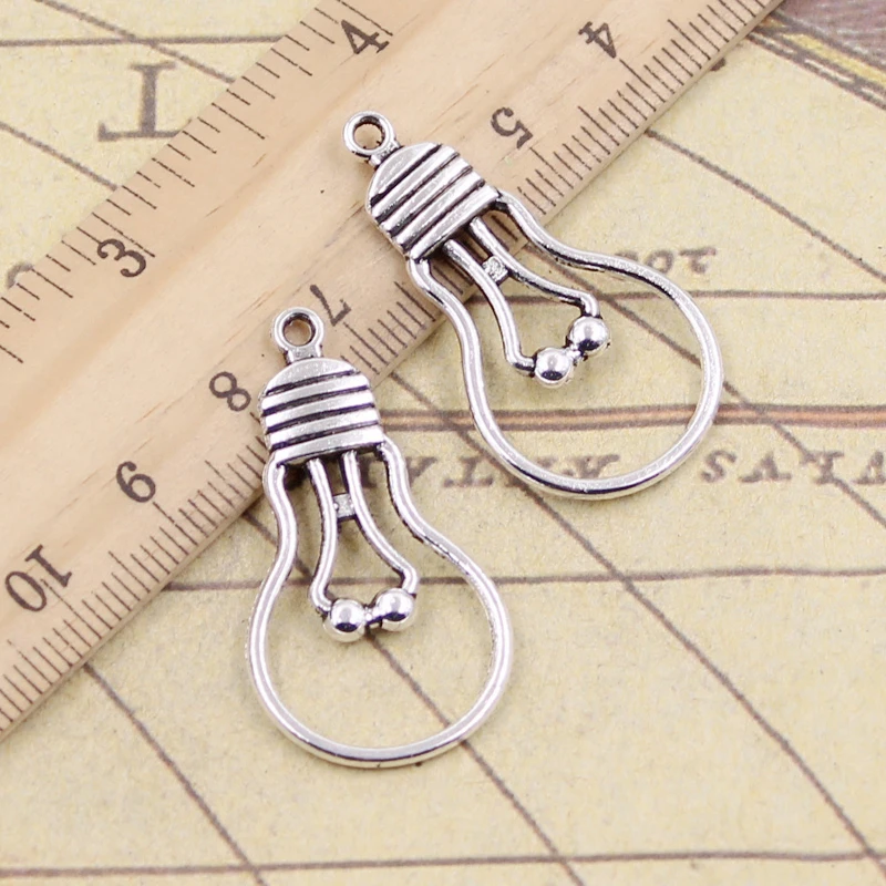 10pcs Charms Light Bulb 19x35mm Tibetan Bronze Silver Color Pendants