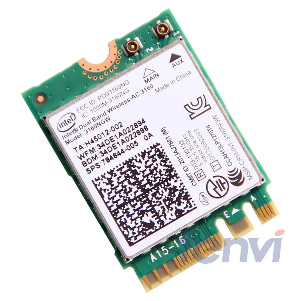 Для intel Dual band wireless-AC 3160 3160NGW NGFF M.2 Wifi Bluetooth 802.11ac 2,4G/5 Ghz ноутбук Wlan BT 4,0 комбинированная беспроводная карта