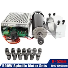 0.5Kw Air cooled spindle Motor+13pcs ER11 chuck+ 52mm clamps + Power Supply speed governor For DIY CNC