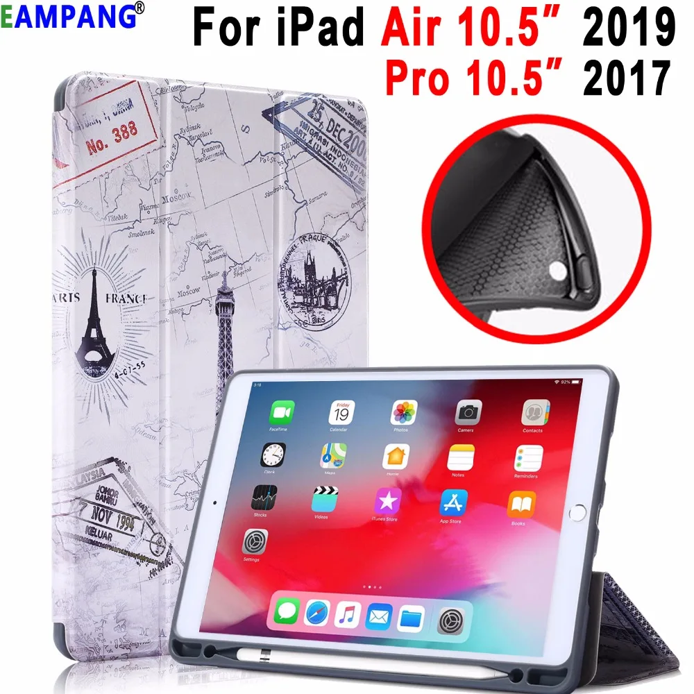 Soft Silicon Back Case for Apple iPad Air 10.5 2019 Pro 2017 Cover Trifold Magnetic Smart Sleep Awake Funda + Pencil Slot | Компьютеры и