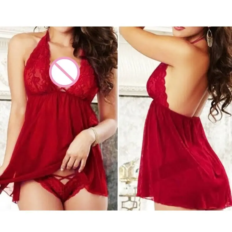 

Women Lingerie Flower Lace Cloth Underwear V Neck Sleepwear Strap Chemise
