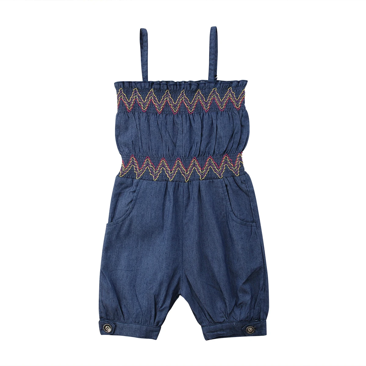 

Summer Toddler Kids Girls Strap Denim One-piece Romper Little Girl Jumpsuit Playsuit Clothes Sunsuit