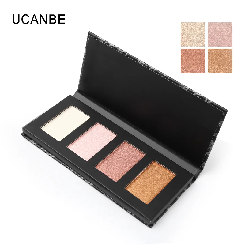 

UCANBE 4 Colors Highlighter Palette Makeup Face Contour Powder Bronzer Makeup Blusher Professional Blush Palette Cosmetics TSLM2