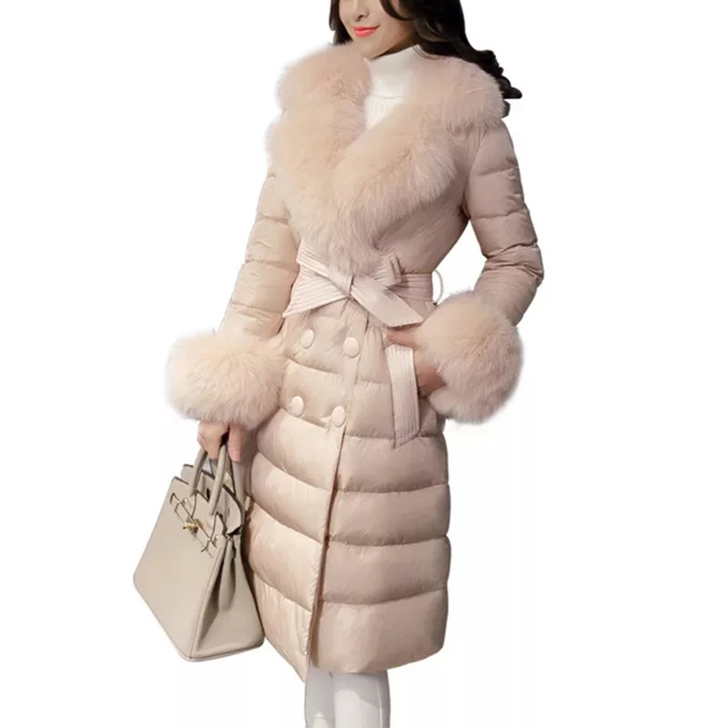 

High quality White duck down Slim Down coat New Winter Down jacket Warm Fur collar Elegant down Coat Women Parkas YP2164