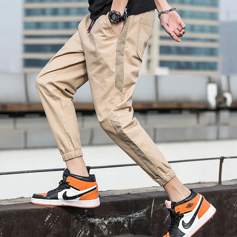

Men pants thin 2019 new spring and autumn cotton casual male ankle-length pants black gray khaki hot sale Korean style n28