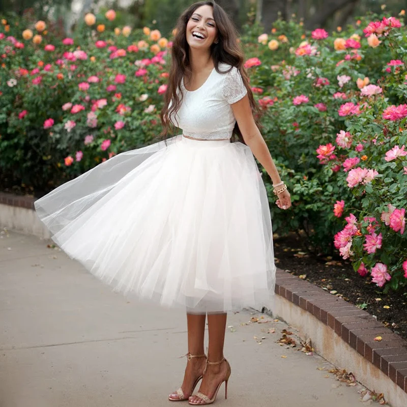 

Women Tulle White Lolita Skirts Green Black Faldas Plus size XXXXXL 4XL S M L Saias Ladies Slim Knee Length Elegant Jupe Skirt