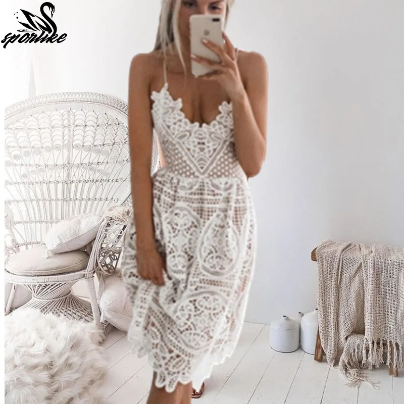 

2019 New Beach Long Cover Up White Lace Swimsuit cover up Summer Crochet Beachwear Bathing suit cover ups Beach Dress