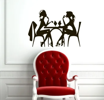 

WALL VINYL STICKER DECAL ART Sexy Girls Eating Icecream in Cafe Restaurant