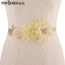 TOPQUEEN SJD-S260 пояс невесты с розой цветок шампанского пояс невесты цветок свадебные ленты цвета слоновой кости свадебный пояс с цветочным узором пояс