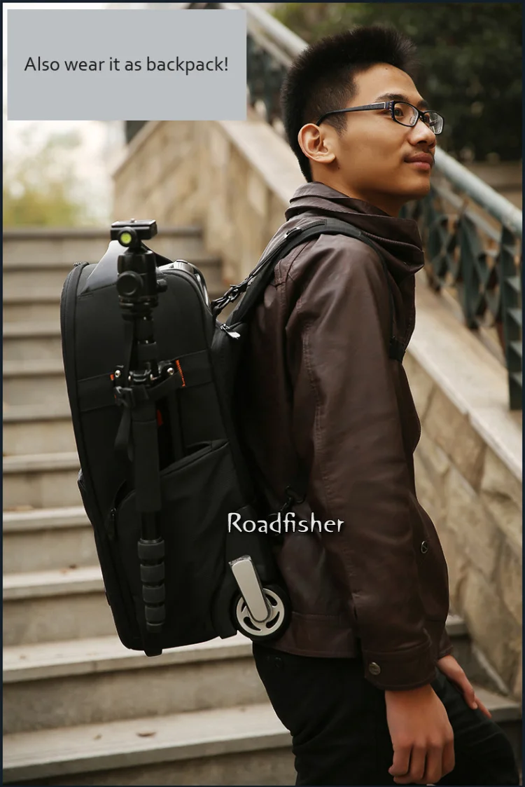 Professional camera backpack bag with luggage bar trolley LT-T80-13