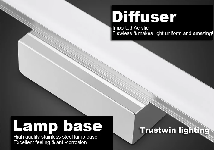 8W 14W 16W 18W 40CM 80CM 100CM 120CM stainless simple modern wall lamp light waterproof bathroom LED mirror light lamp sconce bathroom wall light fixtures