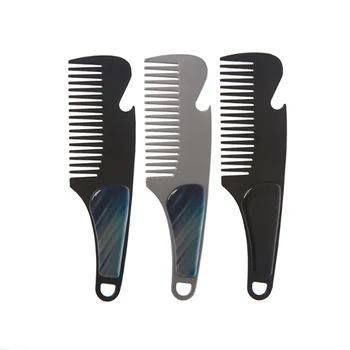

MAANGE Men stainless comb big head beard mustache comb styling comb with bottle opener Hair Care Styling Tools New