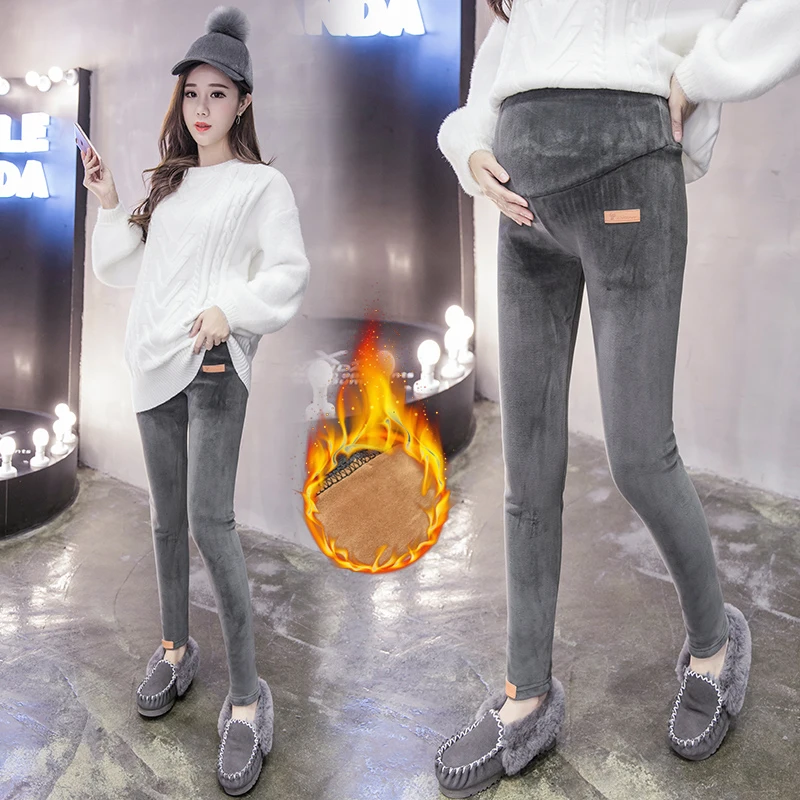 

Winter Maternity Clothes Plus Velvet Warm Leggings Casual Maternity Clothing For Pregnant Women Fashion Pants Capris