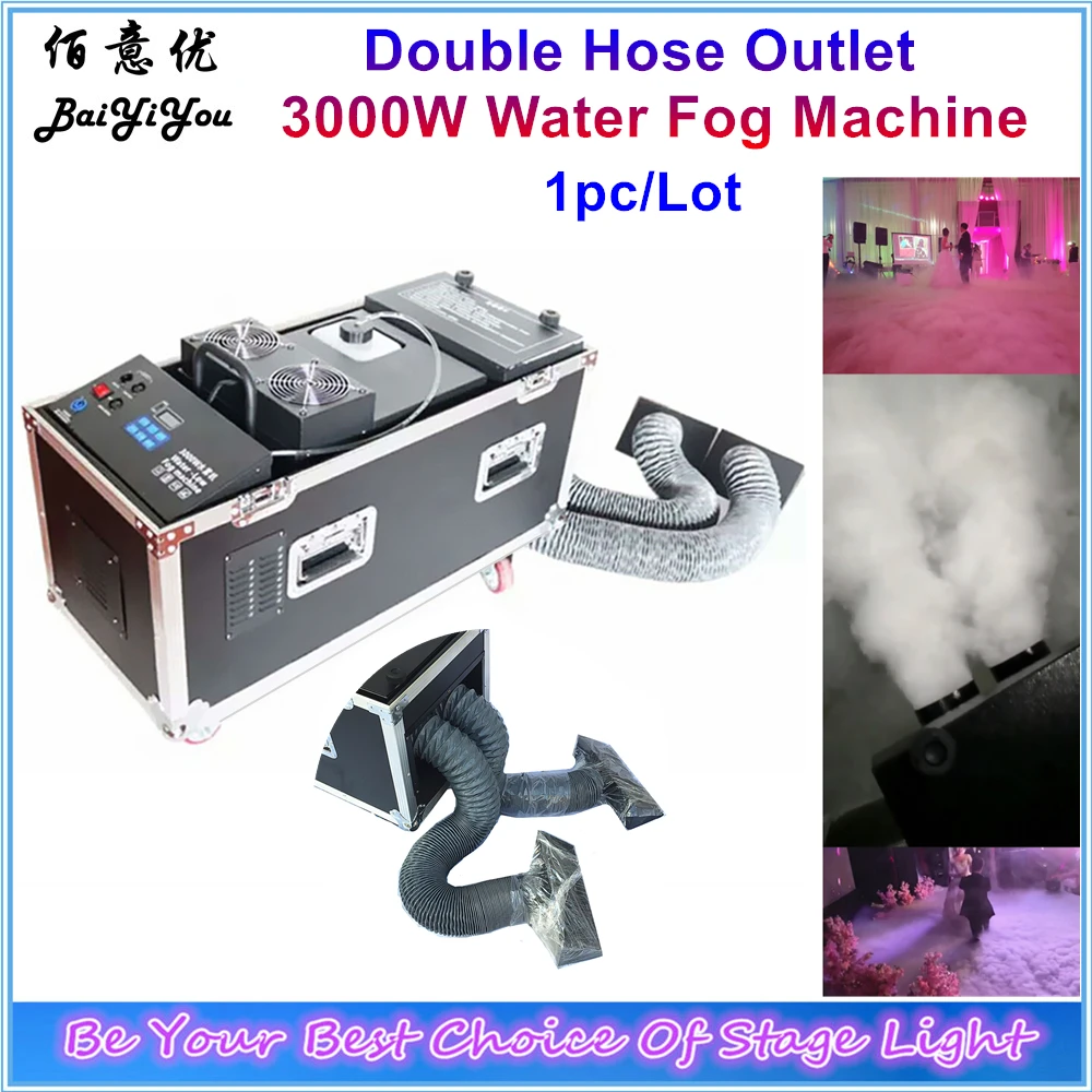 

1x New Design Double Hose Outlet Water Smoke Machine DMX Remote Control Stage Effect 3000W Water Low Fog Machine
