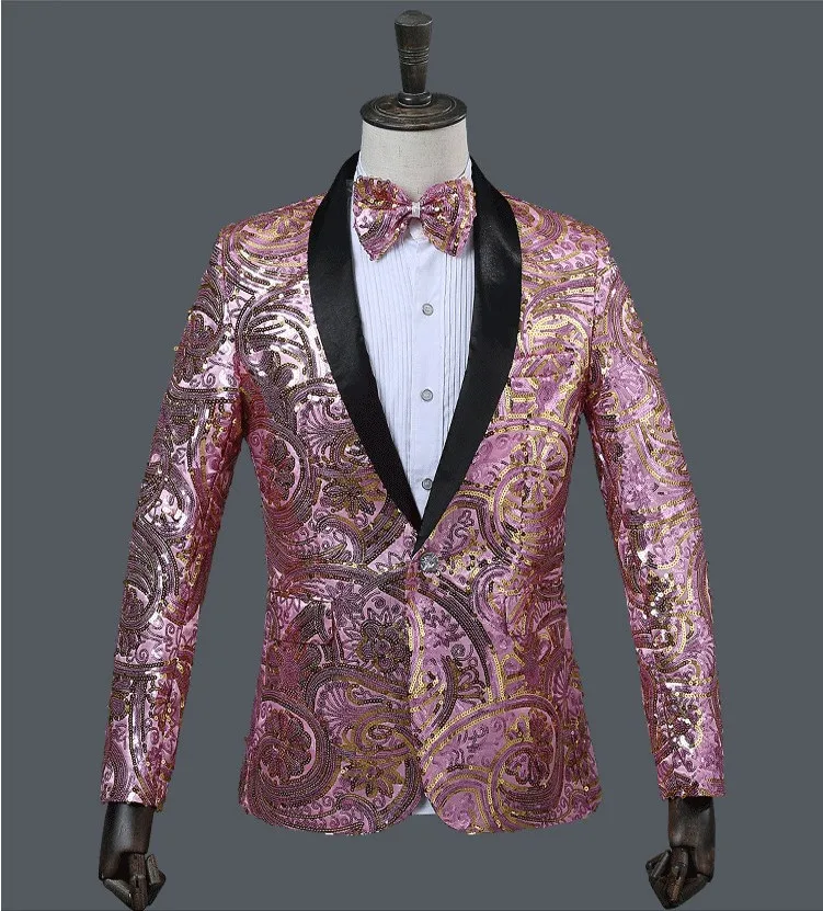 Soirée Robes Paillettes De Bar Chanteur Robe Vestes Hôte Costume pink Performance Mâle Discothèque Gold Homme Show Scintillant Stage WrxedCoB