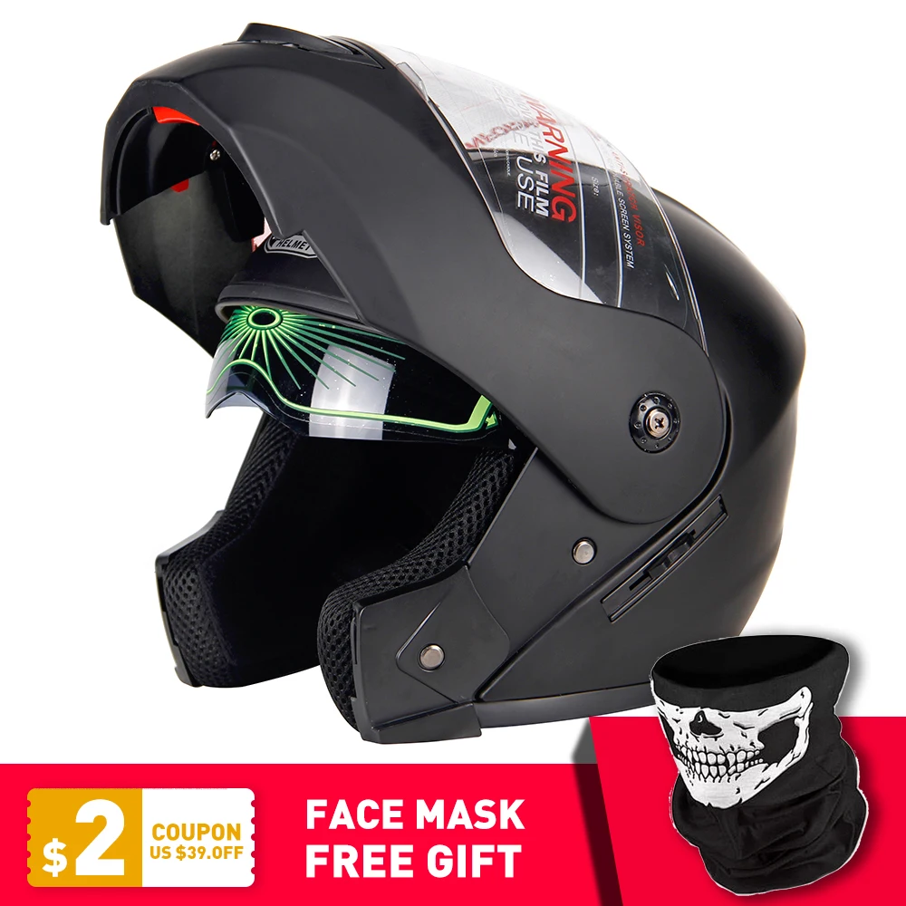 

2019 New Flip Up Motorcycle Helmet Racing Modular Dual Lens Motocross Moto Helmet Full Face Helmets Casco Moto Capacete Casque #