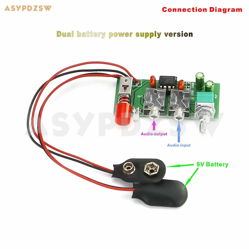 Портативный усилитель для наушников MINI RA1 JRC4556 версия аккумулятора печатная