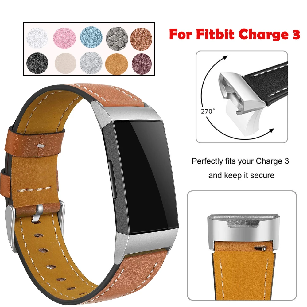 Пояса из натуральной кожи ремешок для Fitbit Charge 3 Смарт часы замена Мода роскошный браслет бретели нижнего белья