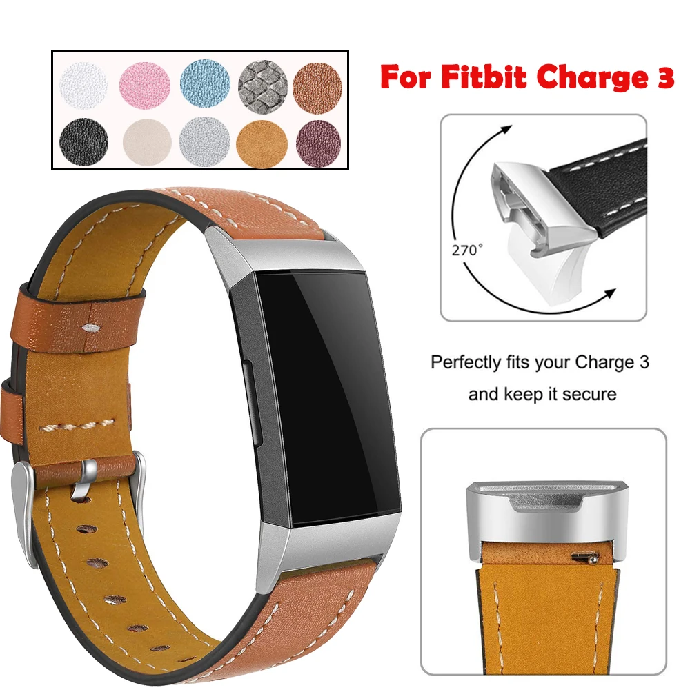 Genuine Original Leather watchband strap For Fitbit Charge 3 smart watch Replacement Fashion luxury Wristband bracelet straps | Наручные
