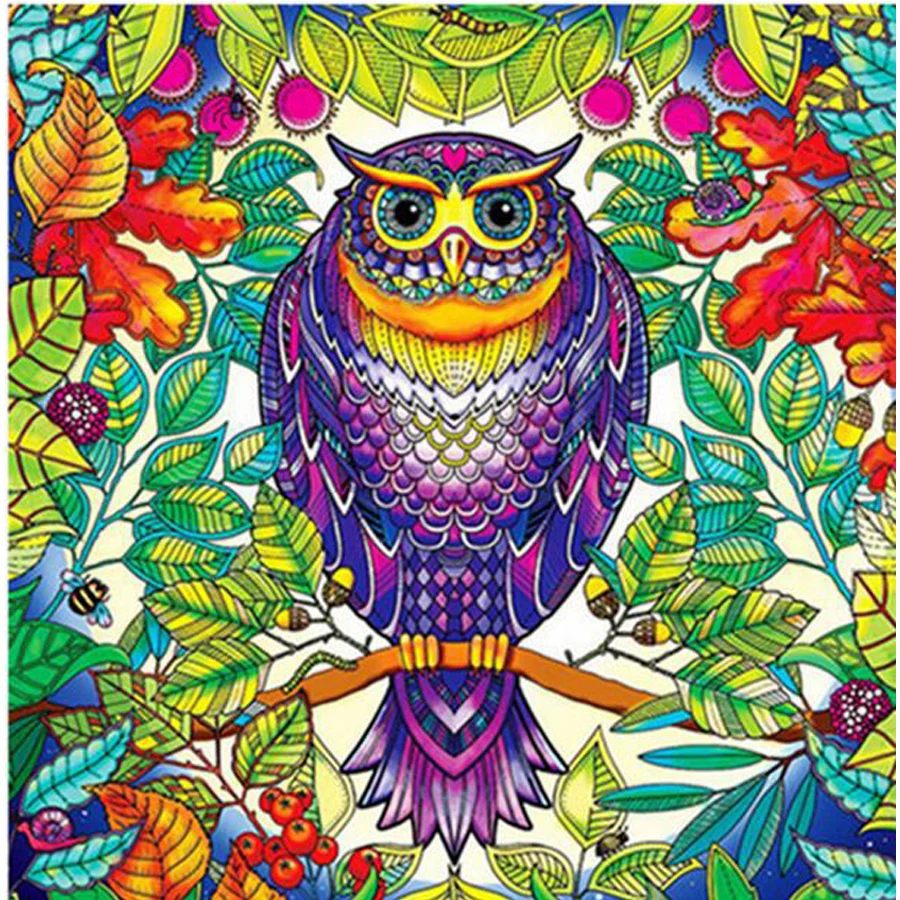 

5d DIY Diamond Painting owl leaves,5D Diamond Embroidery Cross Stitch flowers,almaznaya,rhinestone Needlework Home Decorative