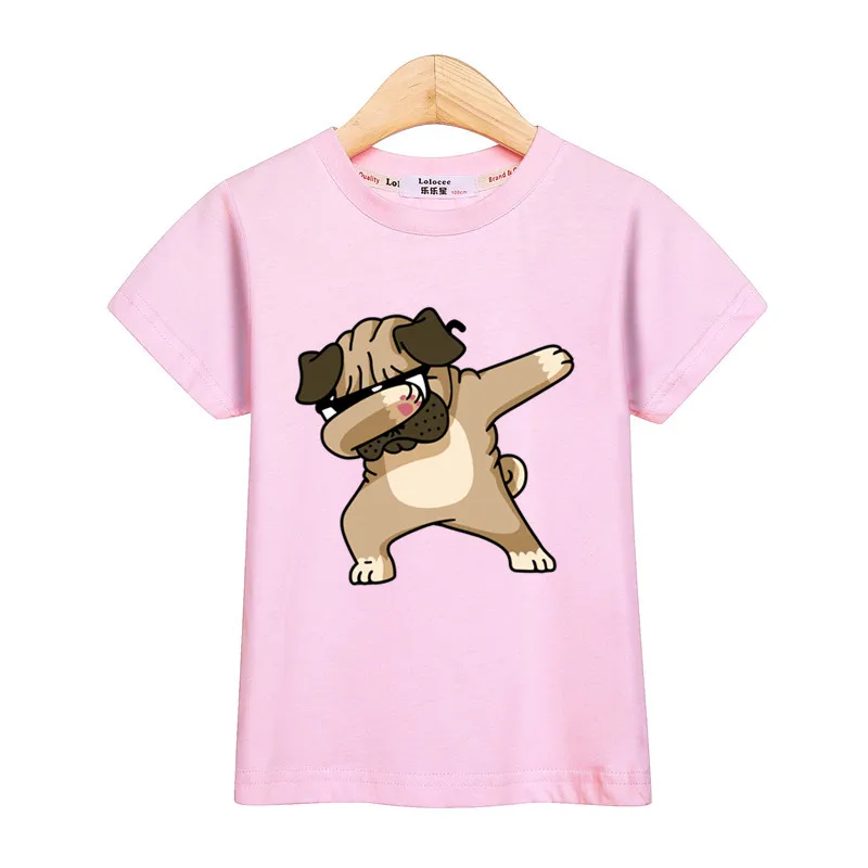 Aimi Lakana/детская футболка Топы с короткими рукавами и забавным дизайном для мальчиков; Повседневная хлопковая рубашка одежда с принтом щенков для девочек Футболка для ребенка - Цвет: Pink