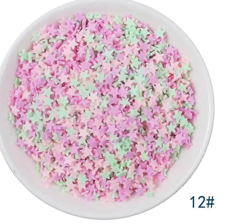 50g/lot Cute Hot Selling Clay Sprinkles, Colorful Heart Five Star Bow Candy Sprinkles for Crafts Making Slimediy - Цвет: 12