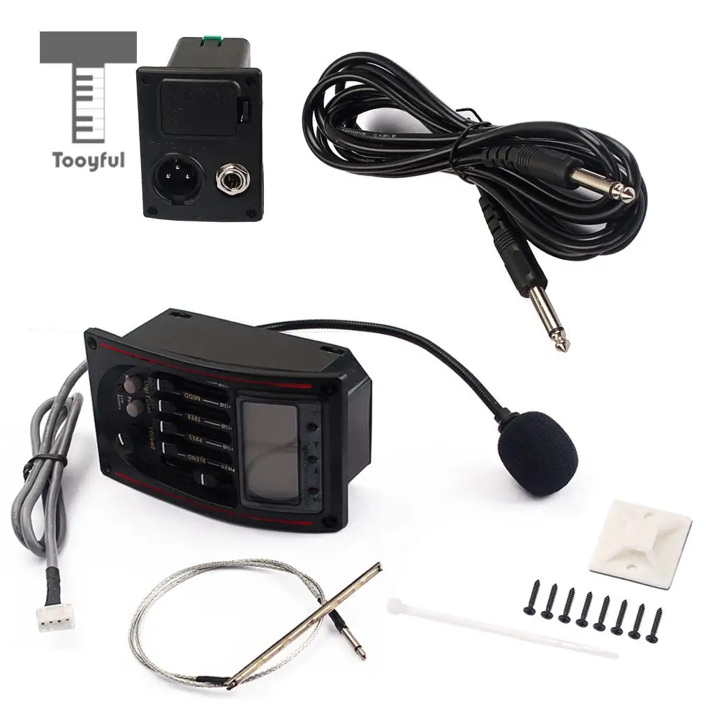 Tooyful 5-Band EQ Equalizer Preamp Pickup LCD Tuner with Microphone Set LC-5 for Acoustic/Classical Guitar Replacement Parts