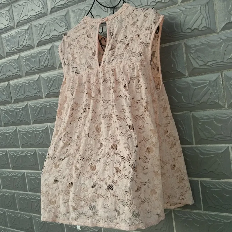 

Tank top Lace Shirt Loose Women Blouse Tops Summer LADIES SLEEVELESS LACE TOP Breathable Fashion Ladies Shirts White Black