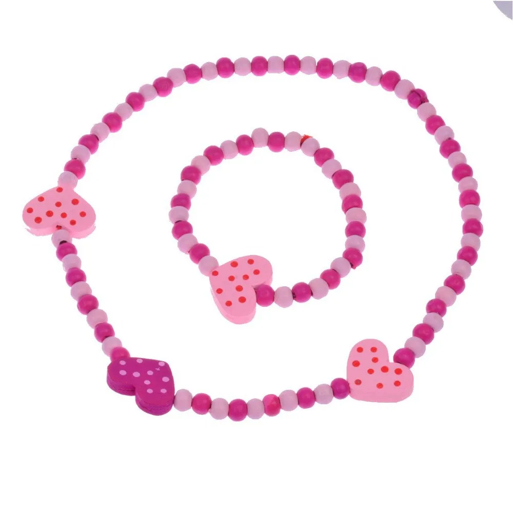 Комплект из колье серёг и браслета с деревянными бусинами|children jewelry set|jewelry setsjewelry