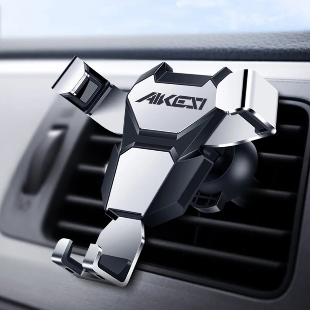 Gravity Metal Car Phone Holder Air Vent Mount Auto Clamping Linkage