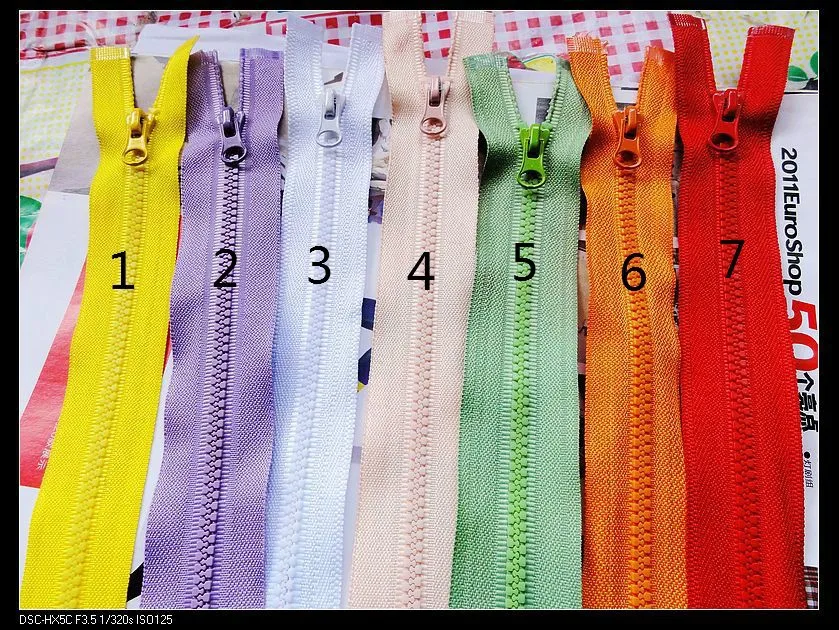 3 resin zipper 7colors 50cm Short resin zipper for DIY clothing 6pcs