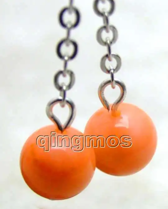 

SALE Big 9-10mm Round Pink natural coral dangle earring with silver S925 hook-ear398 Wholesale/retail