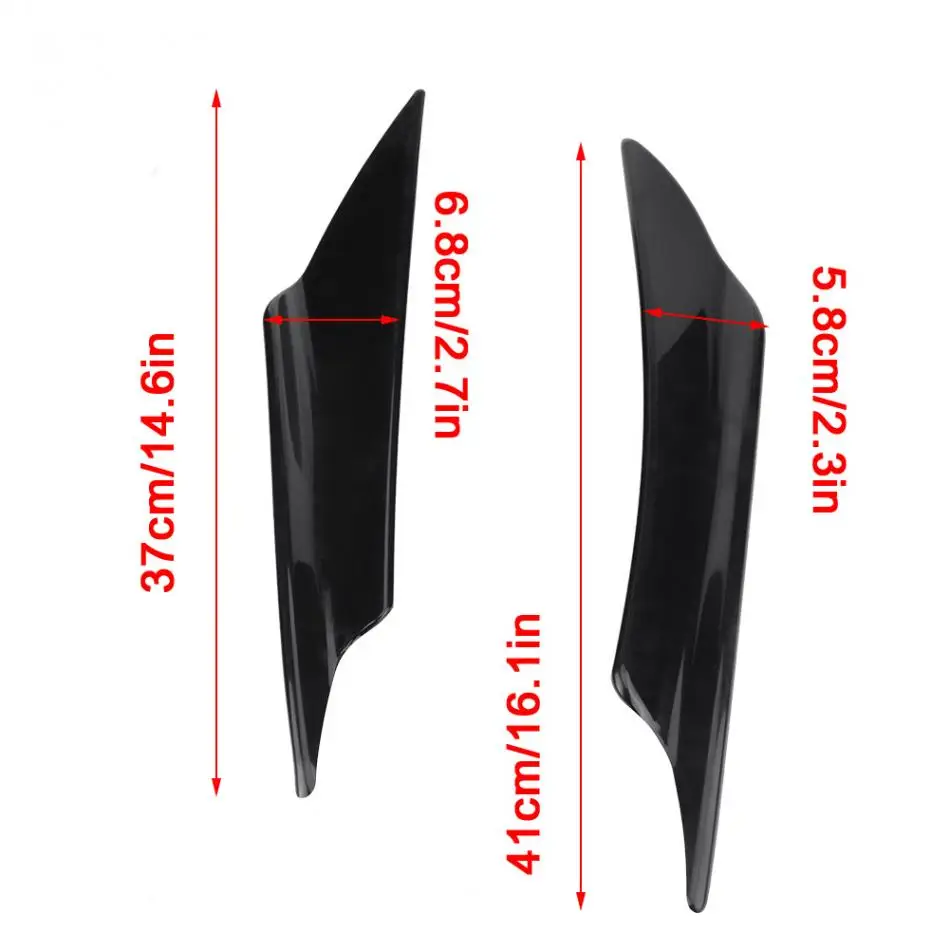 4pcs Car Front Bumper Deflector Lip Splitter Fins Canards Body Spoiler Front Bumper Lip Splitter Fin Air Knife black Universal