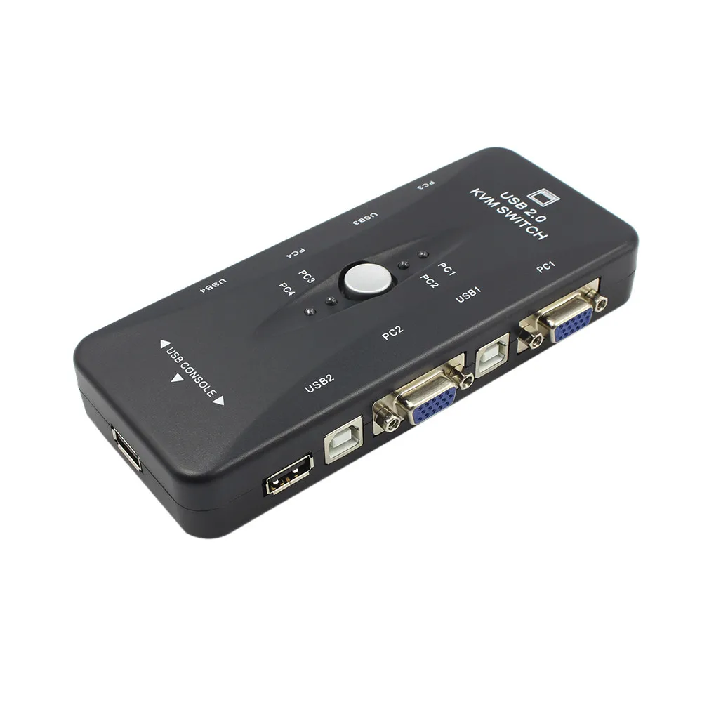 EPULA 4 порта Kvm переключатель USB 2 0 VGA сплиттер принтер Мышь Клавиатура Pendrive Share Switcher
