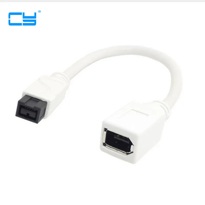 

10cm/0.1m White IEEE 1394 IEEE1394 6PIN Female to 1394b 9PIN male Firewire 400 TO 800 Adapter Cable