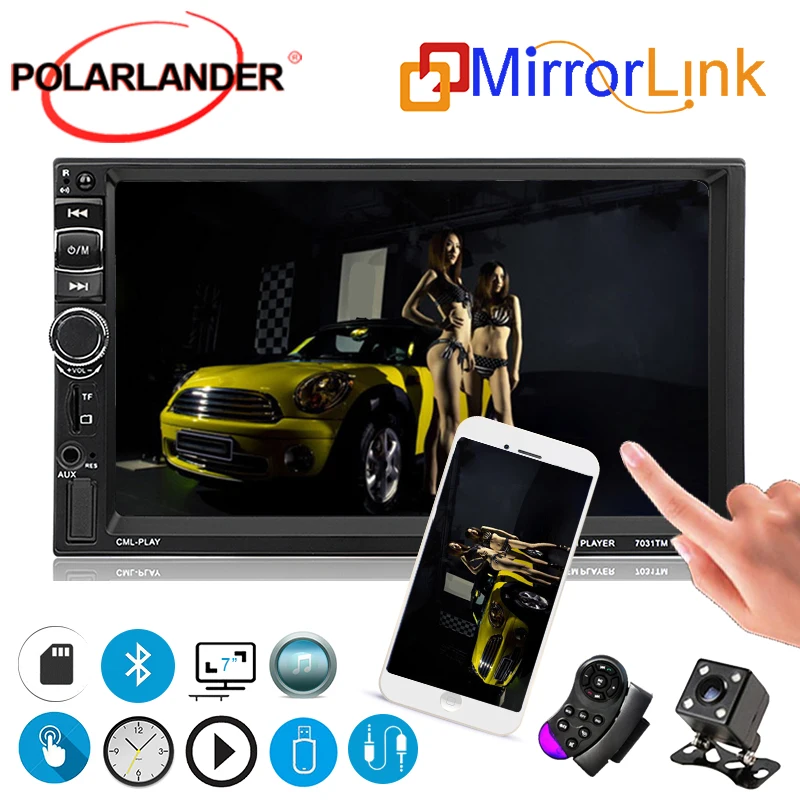 2 Din HD автомобильный монитор управление рулевым колесом сенсорный экран 7 дюймов